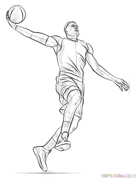 441x575 How To Draw A Basketball Player Dunking Step By Step Drawing