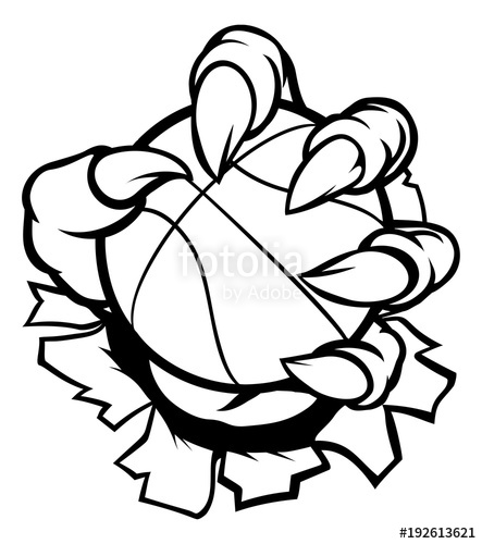 443x500 Monster Or Animal Claw Holding Basketball Ball Stock Image