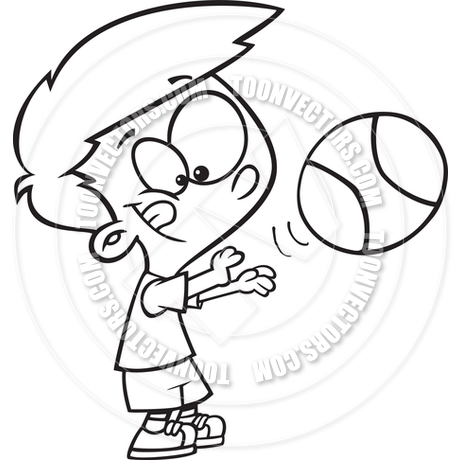 460x460 Cartoon Basketball Player Boy (Black Amp White Line Art) By Ron