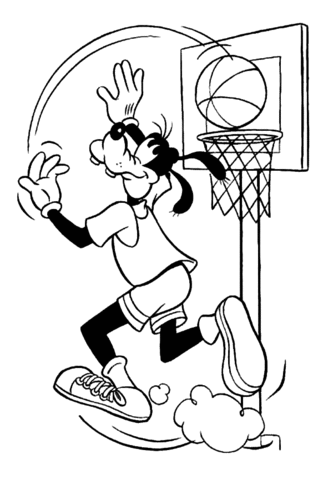 328x480 Goofy Playing Basketball Coloring Page Free Printable Coloring Pages