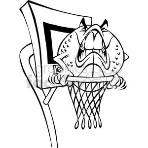 300x300 Royalty Free Cartoon Basketball Character Ball Bw 387796 Vector