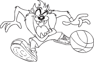 310x205 Taz Basketball Cartoon Characters Cartoons Decals