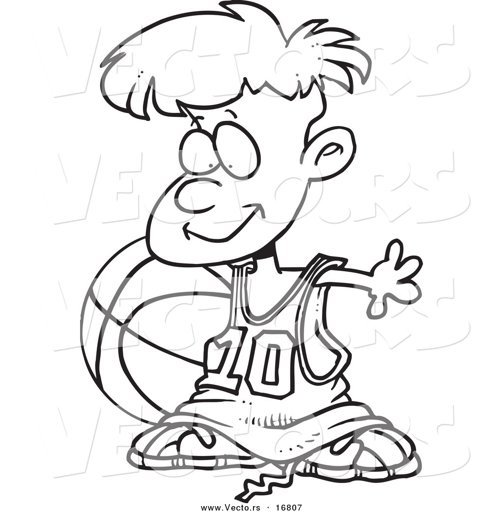 1024x1044 Vector Of A Cartoon Basketball Boy With A Big Ball