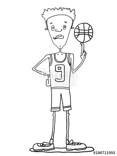 375x500 Male Basketball Player Illustration Cartoon Drawing And White