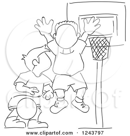 450x470 Clipart Sketched Basketball Coach Standing On A Court
