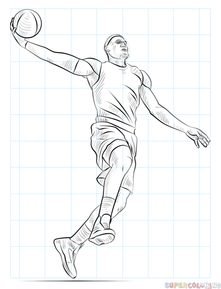 441x575 How To Draw A Basketball Player Dunking Step By Step Drawing