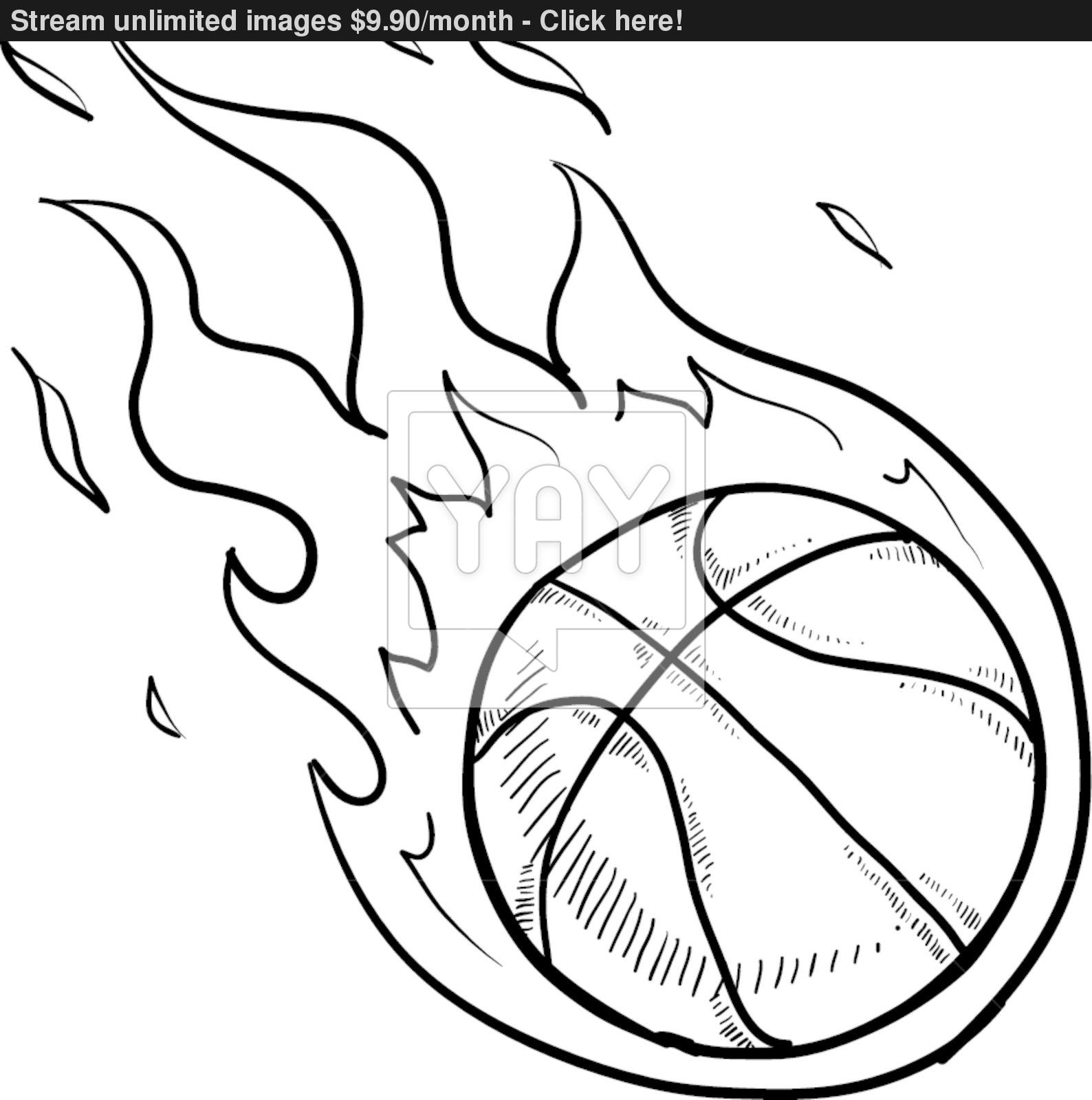 1588x1600 Flaming Basketball Vector Sketch Vector