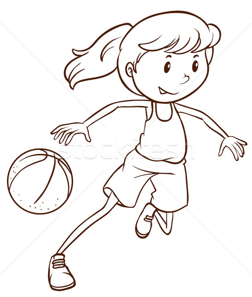 510x600 A Simple Sketch Of A Female Basketball Player Vector Illustration