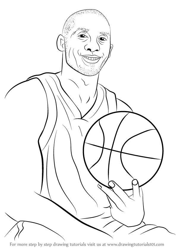 596x842 Learn How To Draw Kobe Bryant (Basketball Players) Step By Step
