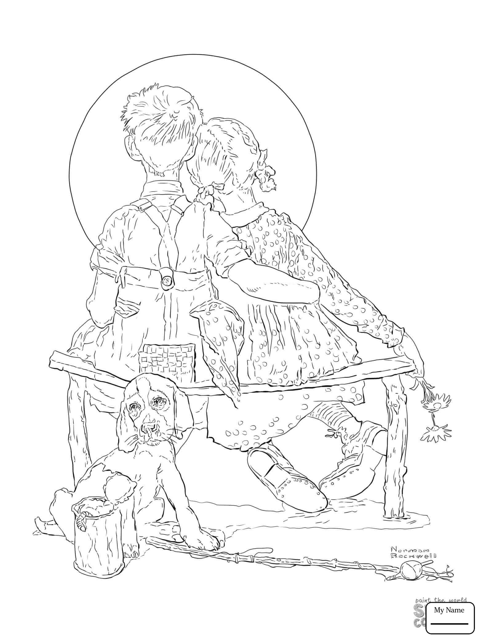 1567x2089 Arts Culture A Game Of Basketball By Norman Rockwell Coloring