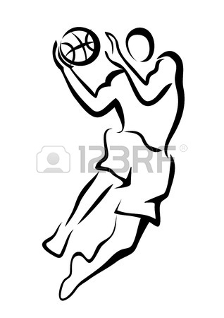 318x450 Vector Line Sketch Basketball Player Royalty Free Cliparts