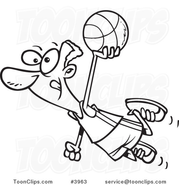 581x600 Cartoon Black And White Line Drawing Of A Black Basketball Player