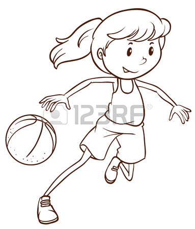 383x450 Illustration Of A Simple Sketch Of A Female Basketball Player