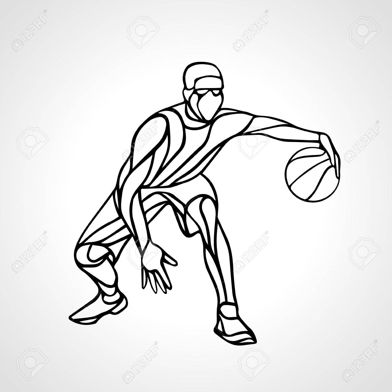 1300x1300 Basketball Player Abstract Silhouette. Crossover Dribble. Royalty