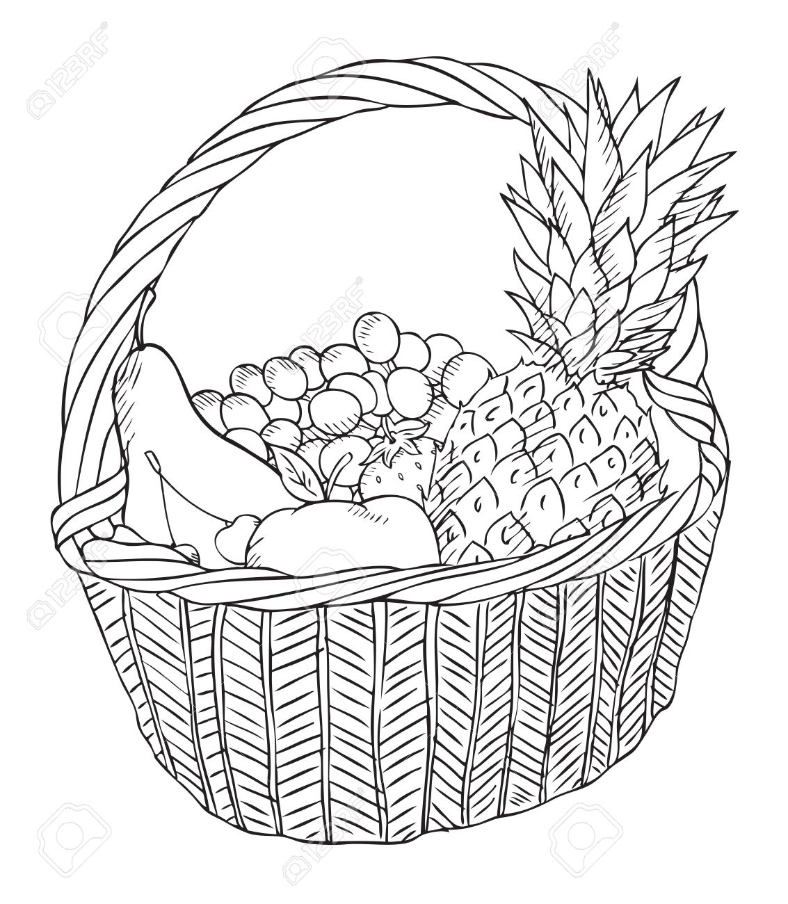 1133x1300 Pictures Fruits Basket Drawing,