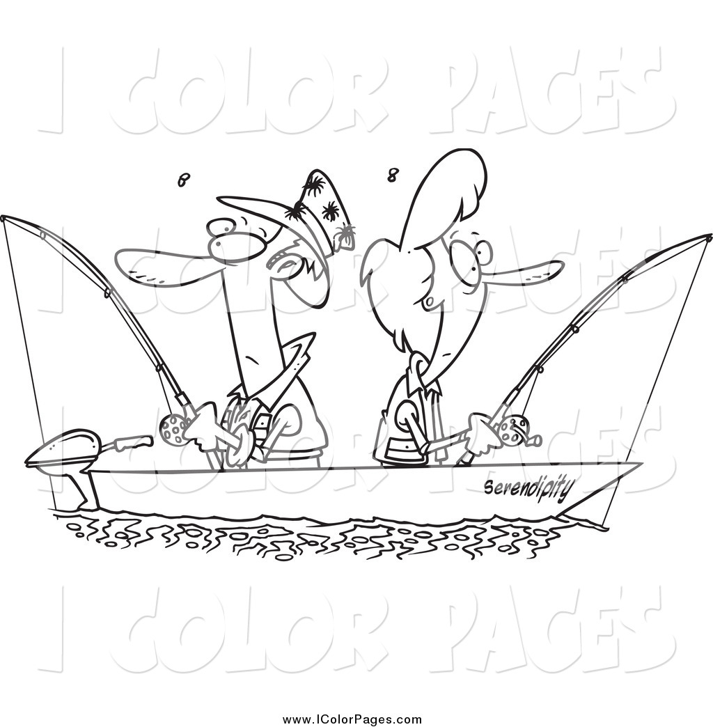 1024x1044 Vector Coloring Page Of A Black And White Couple Fishing Together