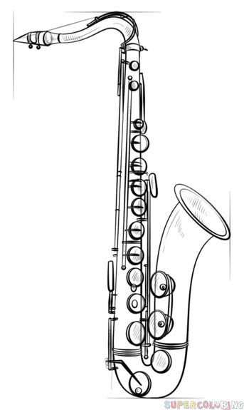 343x575 How To Draw Saxophone Step By Step. Drawing Tutorials For Kids
