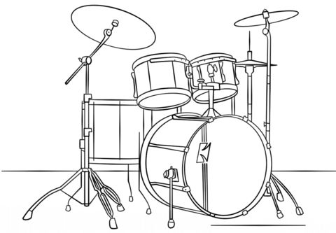 480x333 Drum Set Ink Drawing