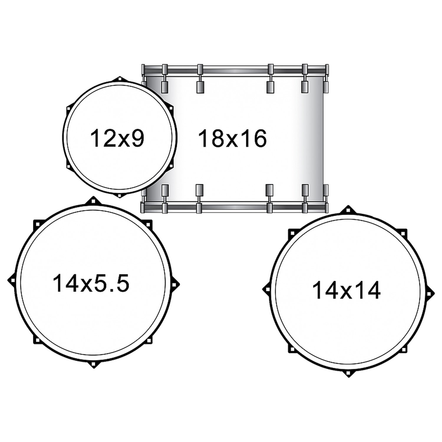 1500x1500 Sawtooth Command Series 4 Piece Drum Set With 18 Bass Drum
