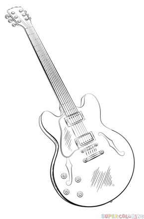 290x441 How To Draw An Electric Guitar Step By Step. Drawing Tutorials