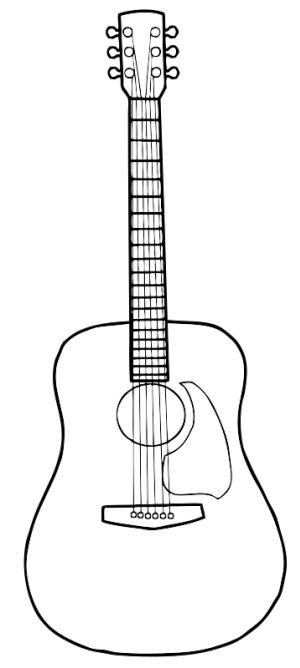 300x668 Acoustic Guitar Drawing