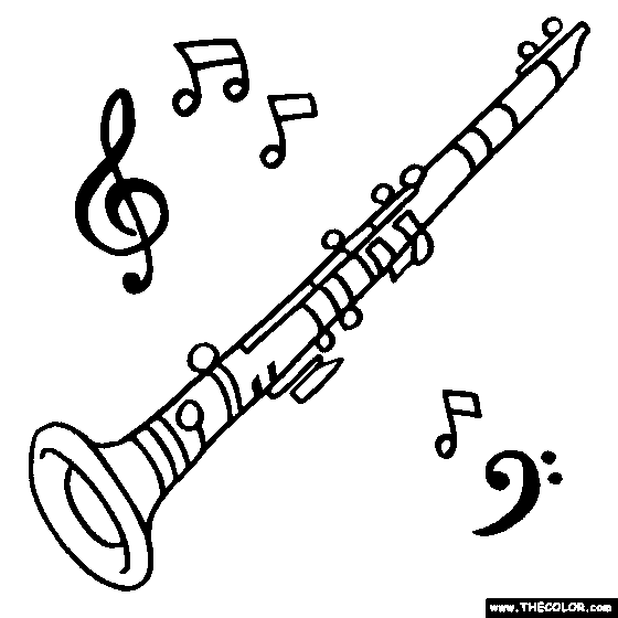 560x560 Clarinet Coloring Page Color Musical Instruments Embroidery