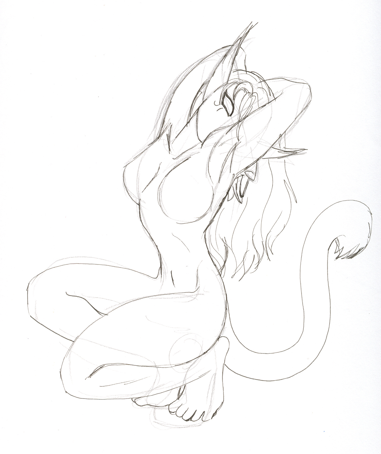 1501x1787 Bastet Sketch By Golden Dragon Girl