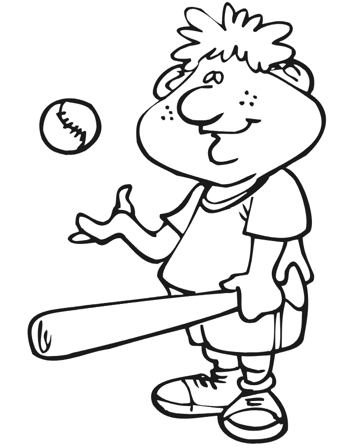 700x905 Printable Baseball Player Coloring Page With Bat And Ball