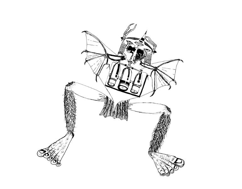 770x602 Saatchi Art The Diving Bat Frog Bird Man! Drawing By John Gaffen