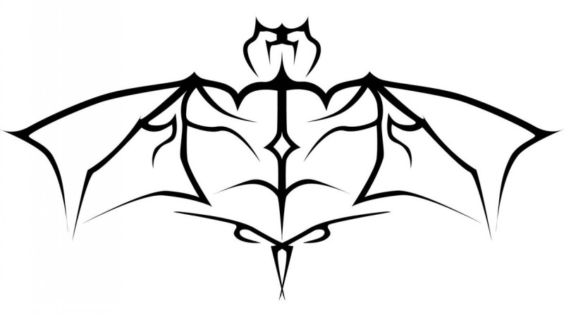 800x450 Outline Tattoo Of Wide Bat