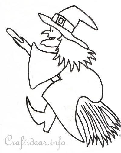 400x503 Free Craft Template For A Witch, Moon And Bat