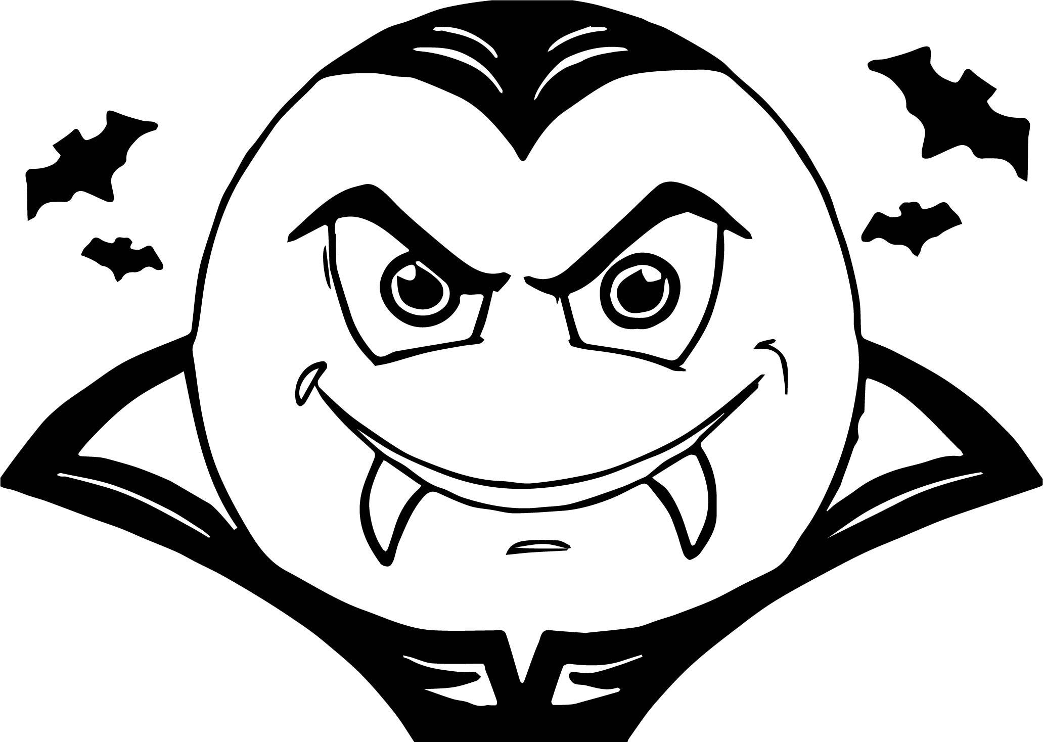 2063x1468 Incredible Vampire Smiley Face And Bat Coloring Page