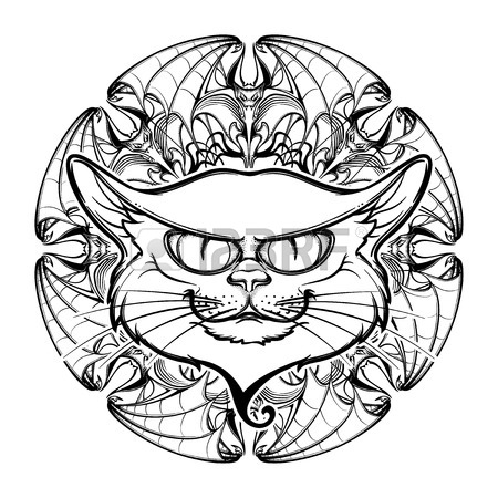 450x450 Intricate Stylized Circular Ornament With Bats For Halloween