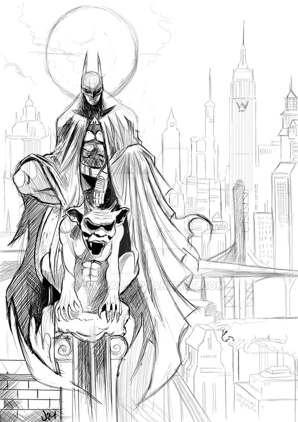 600x848 Batman Sketch By Jimjaz