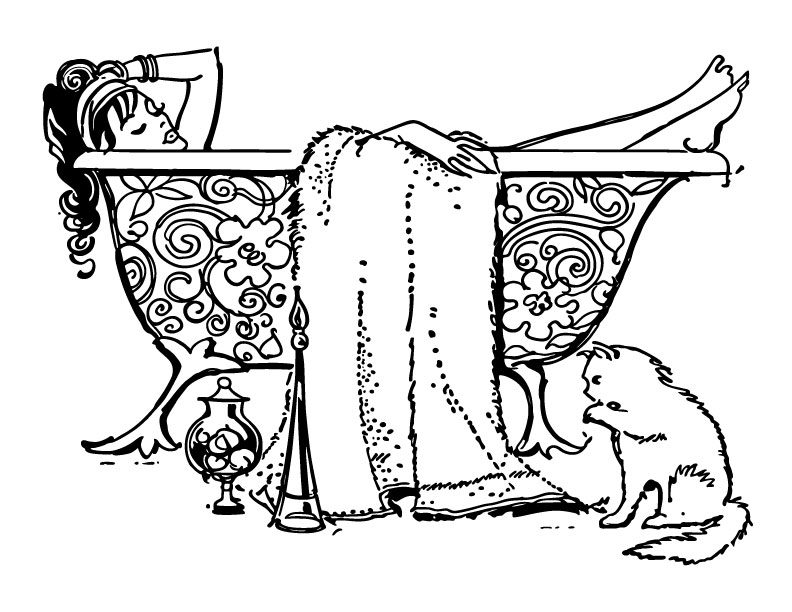 792x612 Lady In Tub, Bath Pergamano Tubs, Pyrography