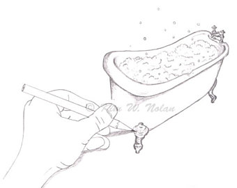 340x270 Bath Art Drawing Etsy
