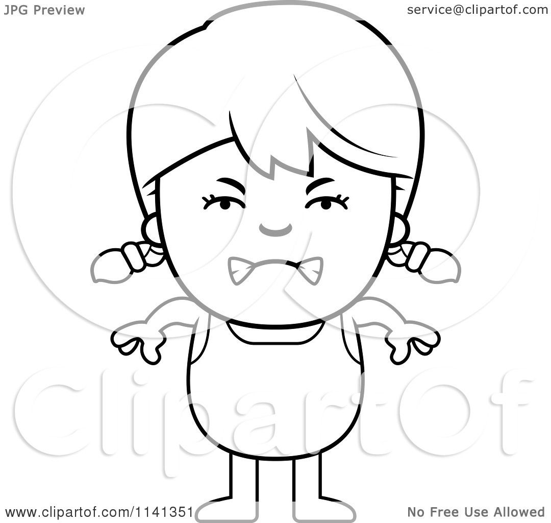 1080x1024 Cartoon Clipart Of A Black And White Angry Girl In A Bathing Suit