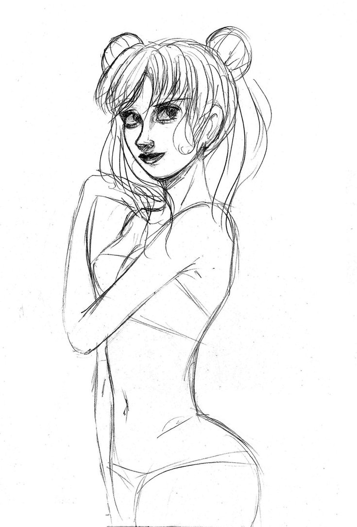 735x1086 Tenten In A Bathing Suit, A Sketch By Radian The Art