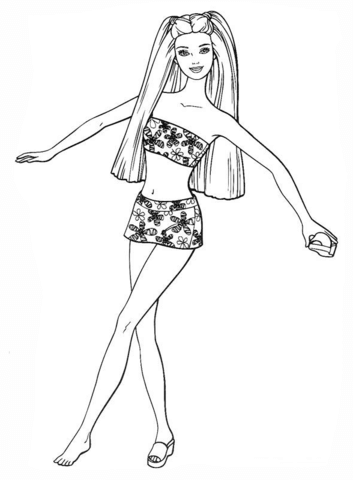 353x480 Barbie In A Swimsuit Coloring Page Free Printable Coloring Pages