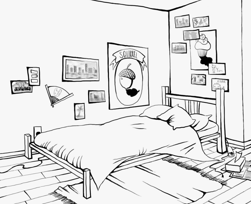 970x786 Bedroom Drawing Of Bedroom Point View Room In Drawings Fromh