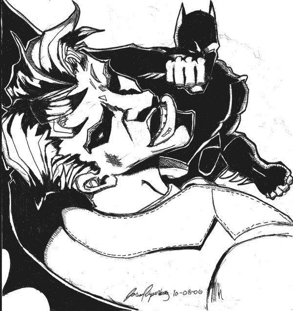 600x635 Batman Punching Joker By Jpipe