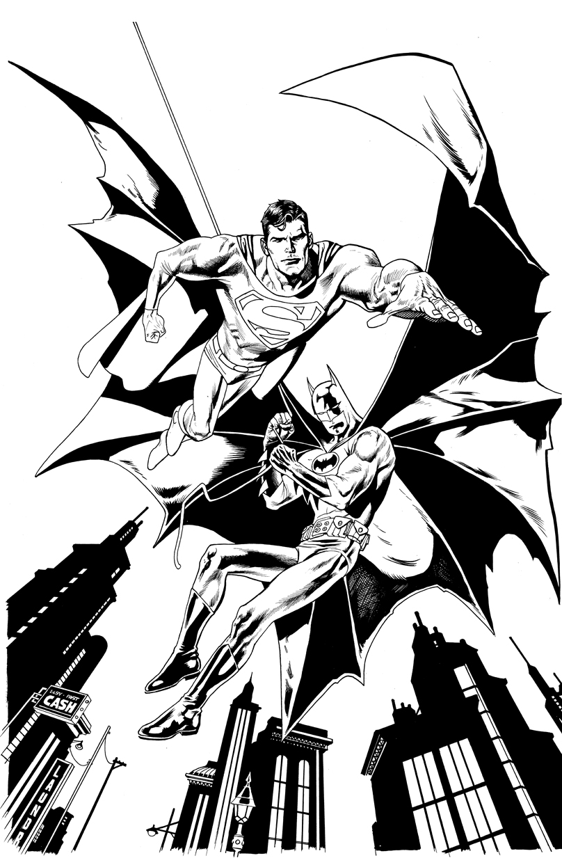 808x1233 Kevin Nowlan Old Superman And Batman Commission