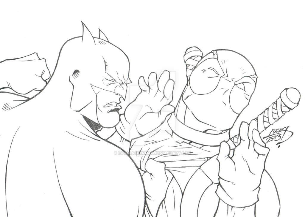 1024x731 Batman Vs Deadpool 2013 By Lucasackerman