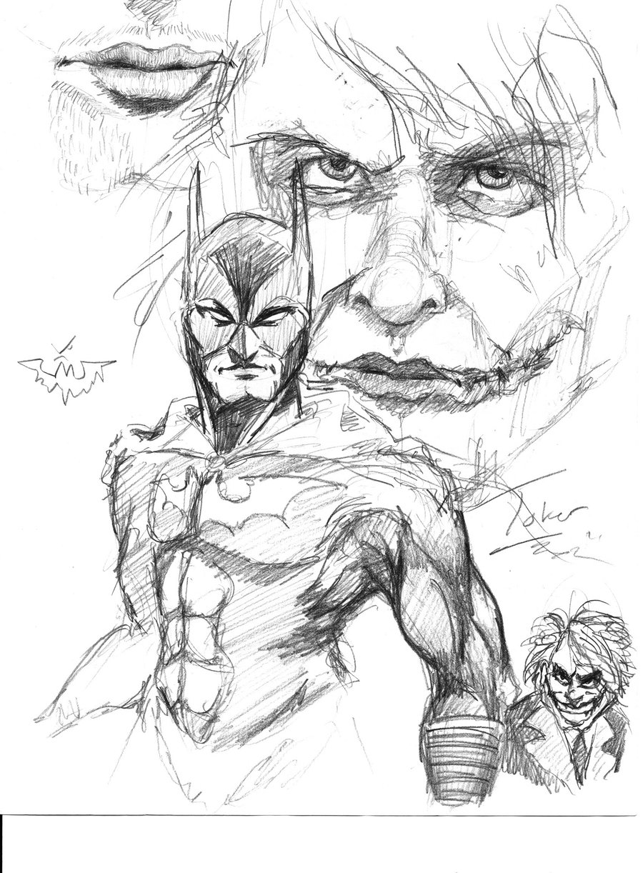 900x1222 Batman And Joker Sketch Bycue5