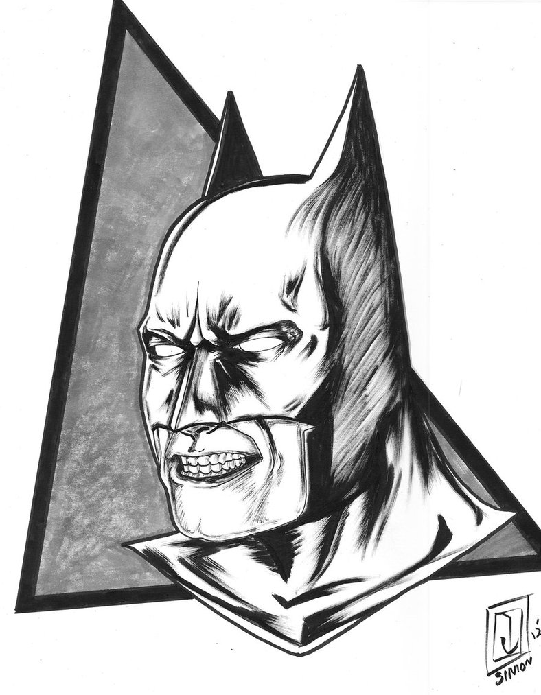 788x1013 Batman Pen And Ink Head Sketch By Jsimonart