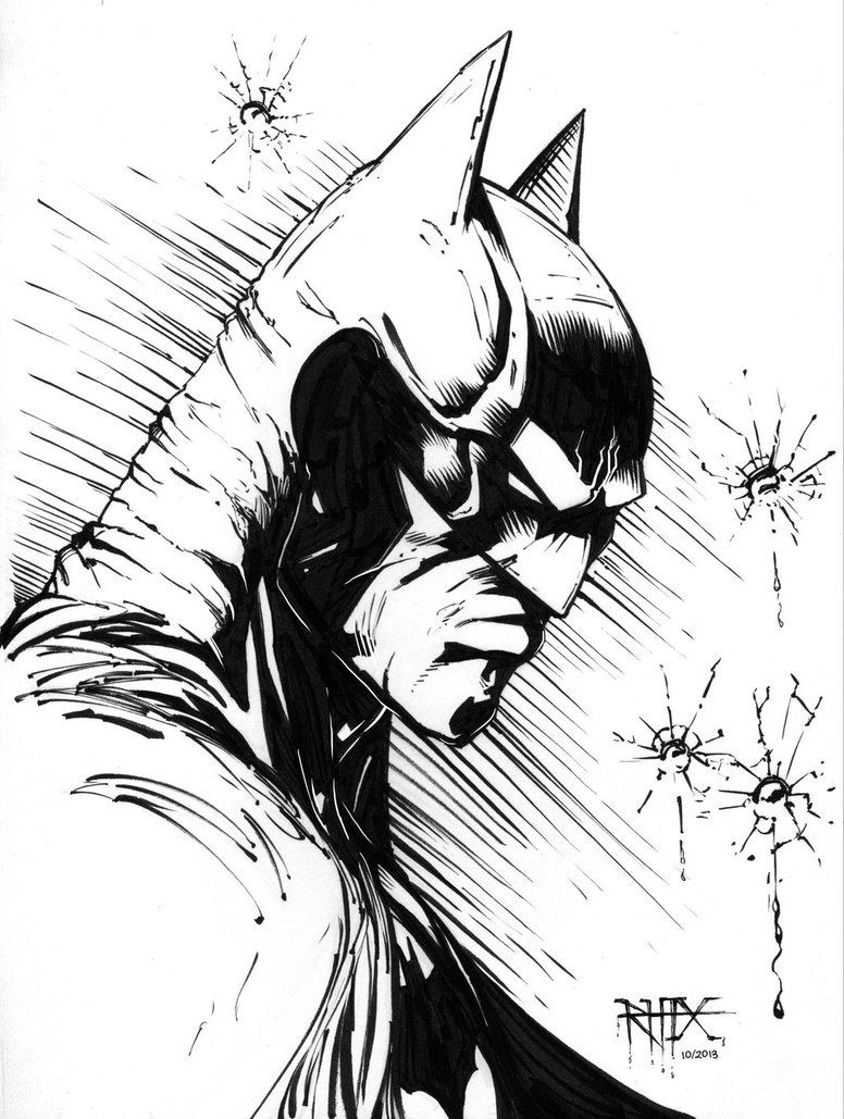 776x1029 Batman Sketch (Ink) By Rhixart