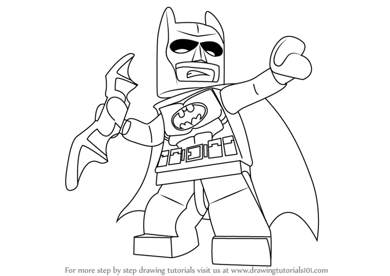 800x566 Learn How To Draw Batman From The Lego Movie (The Lego Movie) Step