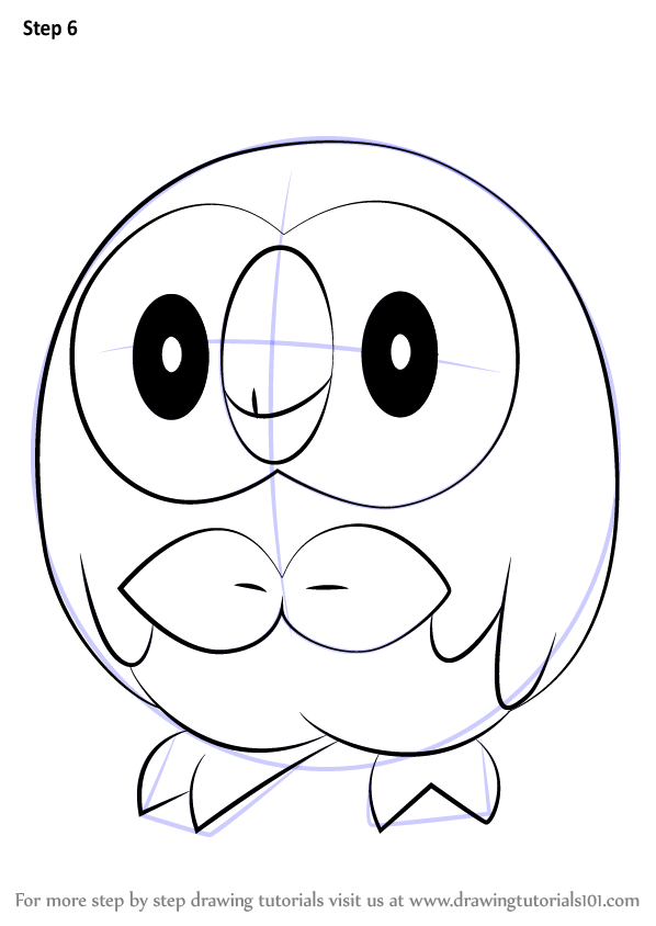 598x844 Learn How To Draw Rowlet From Pokemon (Pokemon) Step By Step