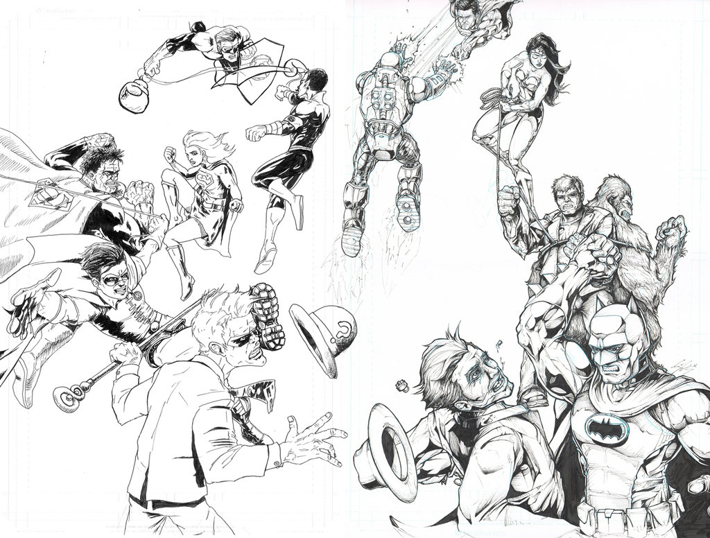 1024x776 Riddler Vs Robin And Batman Vs Joker (Combined) By Xknightly