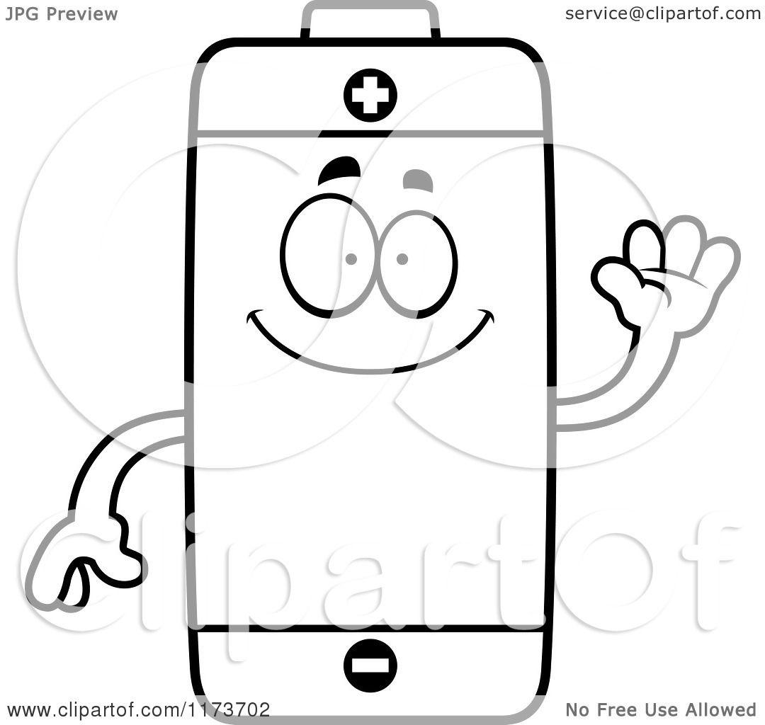 1080x1024 Cartoon Clipart Of A Waving Battery Mascot